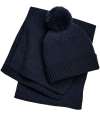 BB401 (B401) Knitted Scarf and Beanie Gift Set Navy fleck colour image